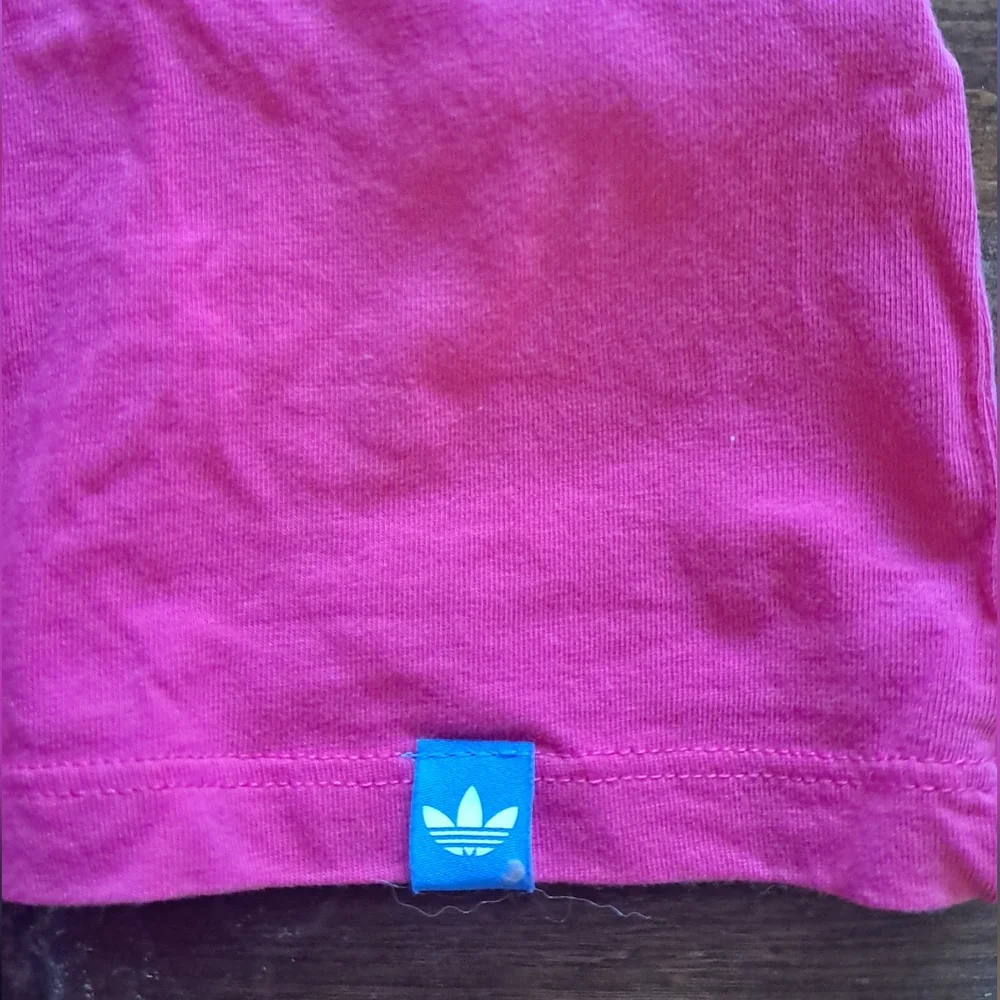 Adidas colorful logo Pink Short Dleeve T-Shirt Tee Top Size Medium - Picture 2 of 3